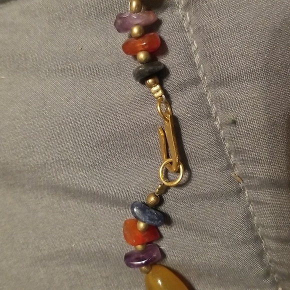 Vintage Multicolor Natural Stone Beggar Necklace - Picture 4 of 5